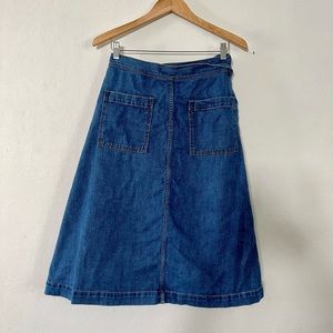 GAP Blue A-Line Denim Patch Pocket Wrap Skirt